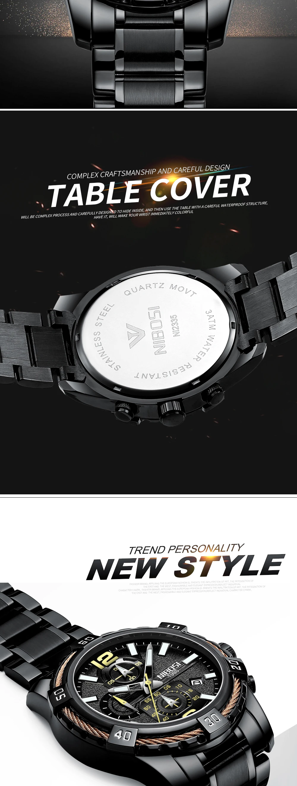 NIBOSI Mens Watches Top Brand Luxury Men's Military Quartz Sport Watch Men Big Dial Waterproof Date Clock Relogio Masculino
