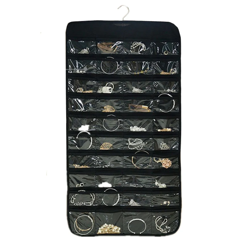 

80 Pockets Double Sided Jewelry Hanging Bag Dust-proof Jewelry Display Storage Bag Home Wardrobe Storage Watches Card Organizer