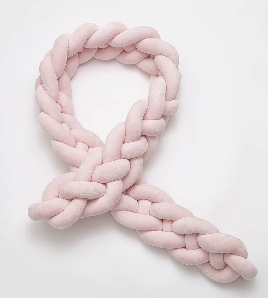 pink 1,5 м узел веревка комбинезон-Пижама для младенцев кровать подушка кроватка бампер новорожденный протектор Crashproof Колыбель младенческой Bebe кроватки Guard бар для декора детской комнаты - Цвет: pink