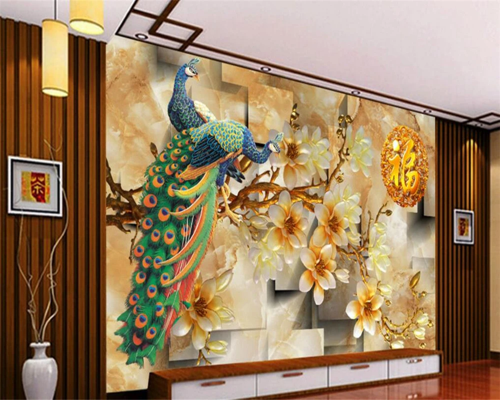 Настенные обои beibehang на стену под заказ с павлином для спальни гостиной ТВ стен