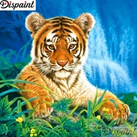 dispaint full squareround drill 5d diy diamond painting animal tiger scenery embroidery cross stitch 5d home decor a12526