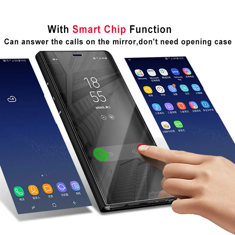 Зеркальный чехол для samsung Galaxy S8, откидная крышка, зеркальный смарт-чип внутри для samsung S8 Plus Note 8 S9 S9 plus, чехол для телефона
