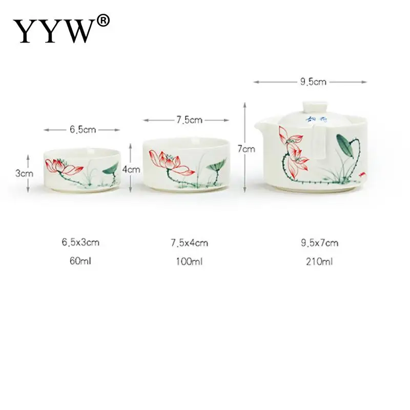

Tea Set Lotus Pattern For Travel Porcelain Tea Cups Exquisite Teaware White Teapot Accessory Mug Gift Chinese Style Tea Bowl