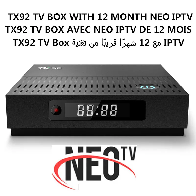 Красный TX92 Android 7,1 Смарт ТВ коробка+ 1 год NEO pro Французский IP ТВ подписки 3g Оперативная память 32G Встроенная память 2,4 г/Wi-Fi 5 ГГц двойной WI-FI в формате 4K UHD, BT KD ТВ коробка - Цвет: Красный