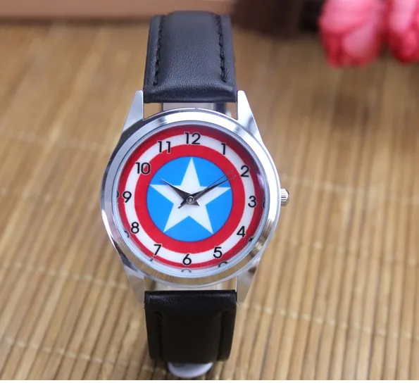 Часы наручные Captain America модные кварцевые детские часы для мальчиков и девочек