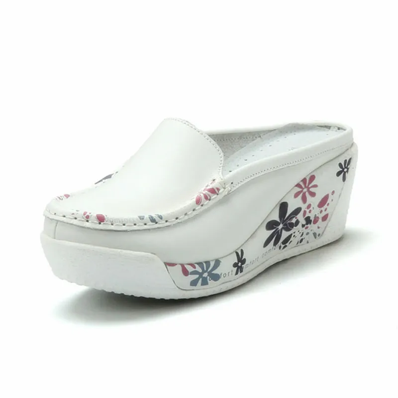Женские туфли из натуральной кожи на танкетке толстой подошве|shoes ladies|white wedgesfashion