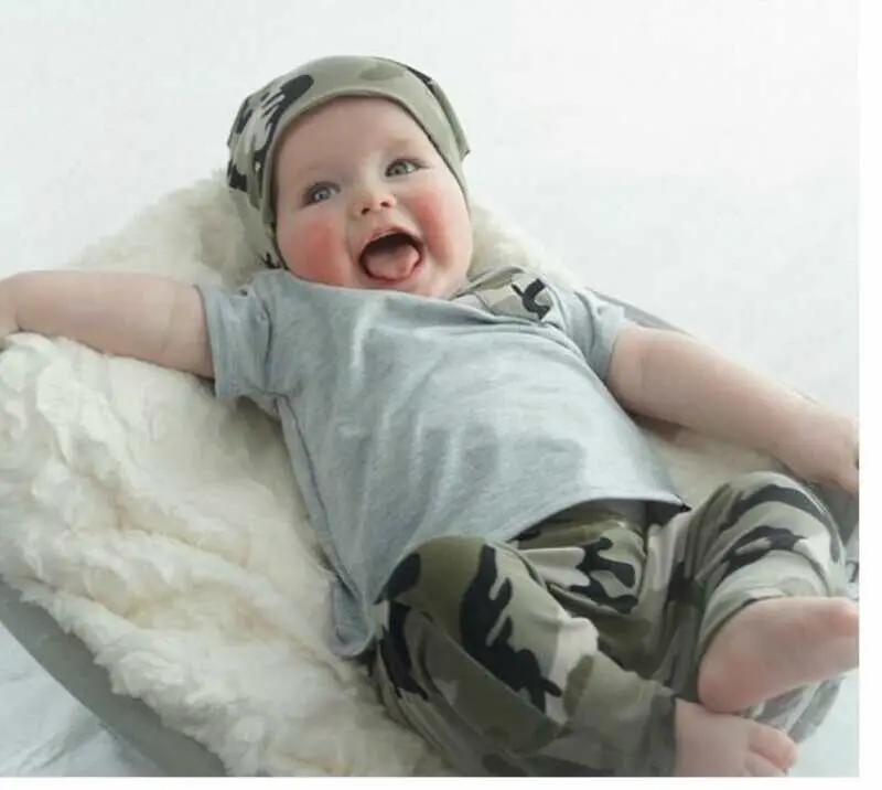 Summer 2021 Newborn Baby Boy Clothes Cotton T-shirt + Camouflage Pants Toddler Outfits Baby Boys Clothing Set Vest Fashion Short