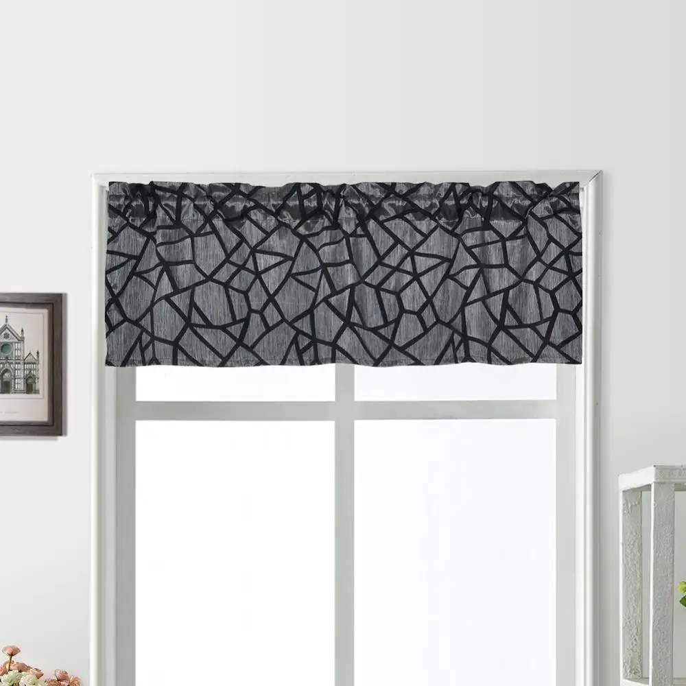 LOZUJOJU 1 piece Rod Pocket Short Curtains Semi Shade Valance Drops Geometric Rustic Elegant Home Decor Thread All Match | Дом и сад