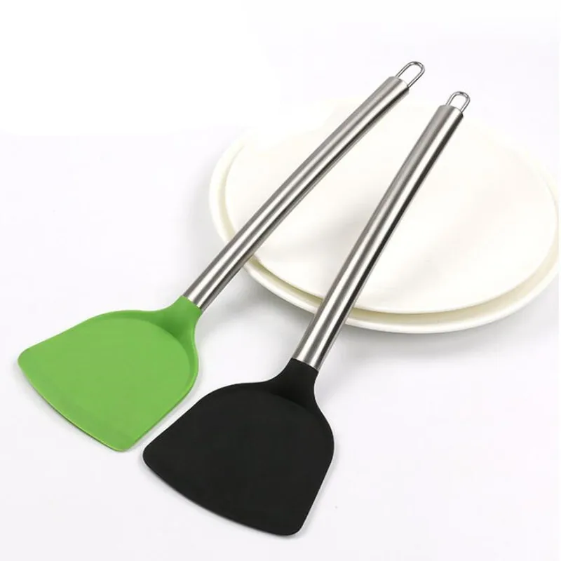 Кухонная лопатка посуда антипригарная силиконовая ложка из нержавеющей стали с