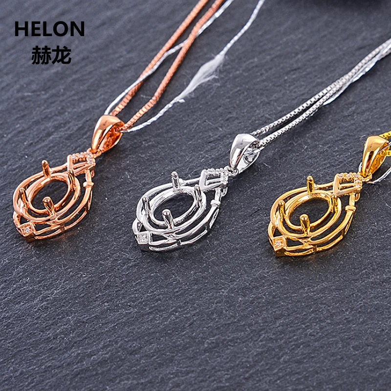 

Solid 14k Yellow Gold 5x7mm Oval Cut Semi Mount Pendant Natural Diamonds Women Pendant Setting Rose White Gold Optional
