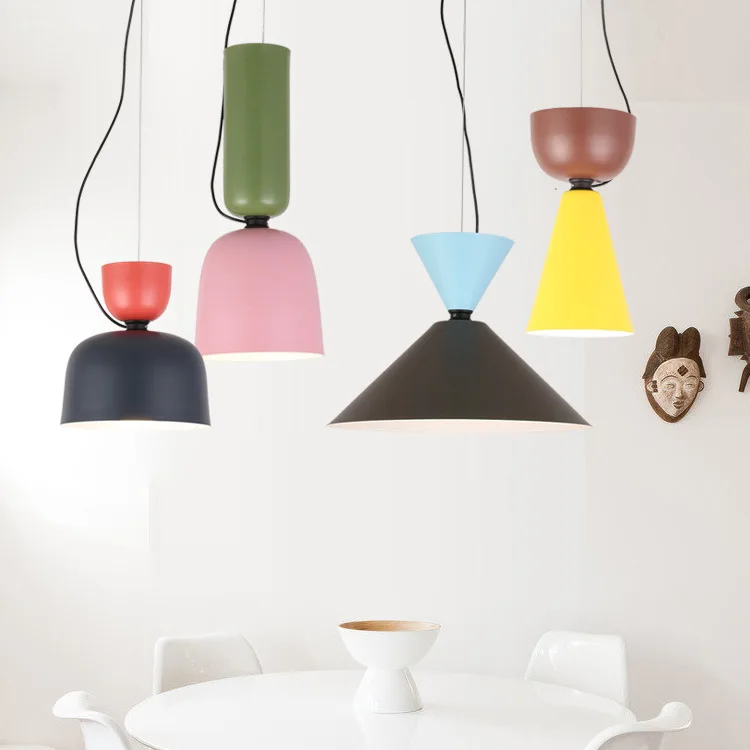 

Nordic Pendant Lights Wood Aluminum Lampshade Industrial Lighting Loft Lamparas Colorful Pendant Lamp E27 Base Light Fixtures