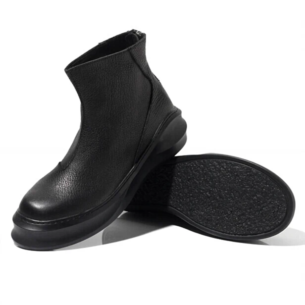 Британский стиль высокие мужские ботиночки из натуральной кожи цвет белый