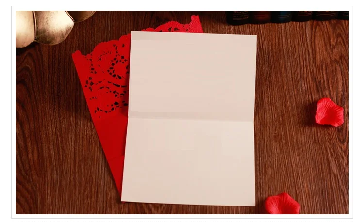Pink/Red/Gold Wedding Cards for Guests with Free Print Gift Card Elegant Laser Cut Invitations Paper 50pcs | Дом и сад