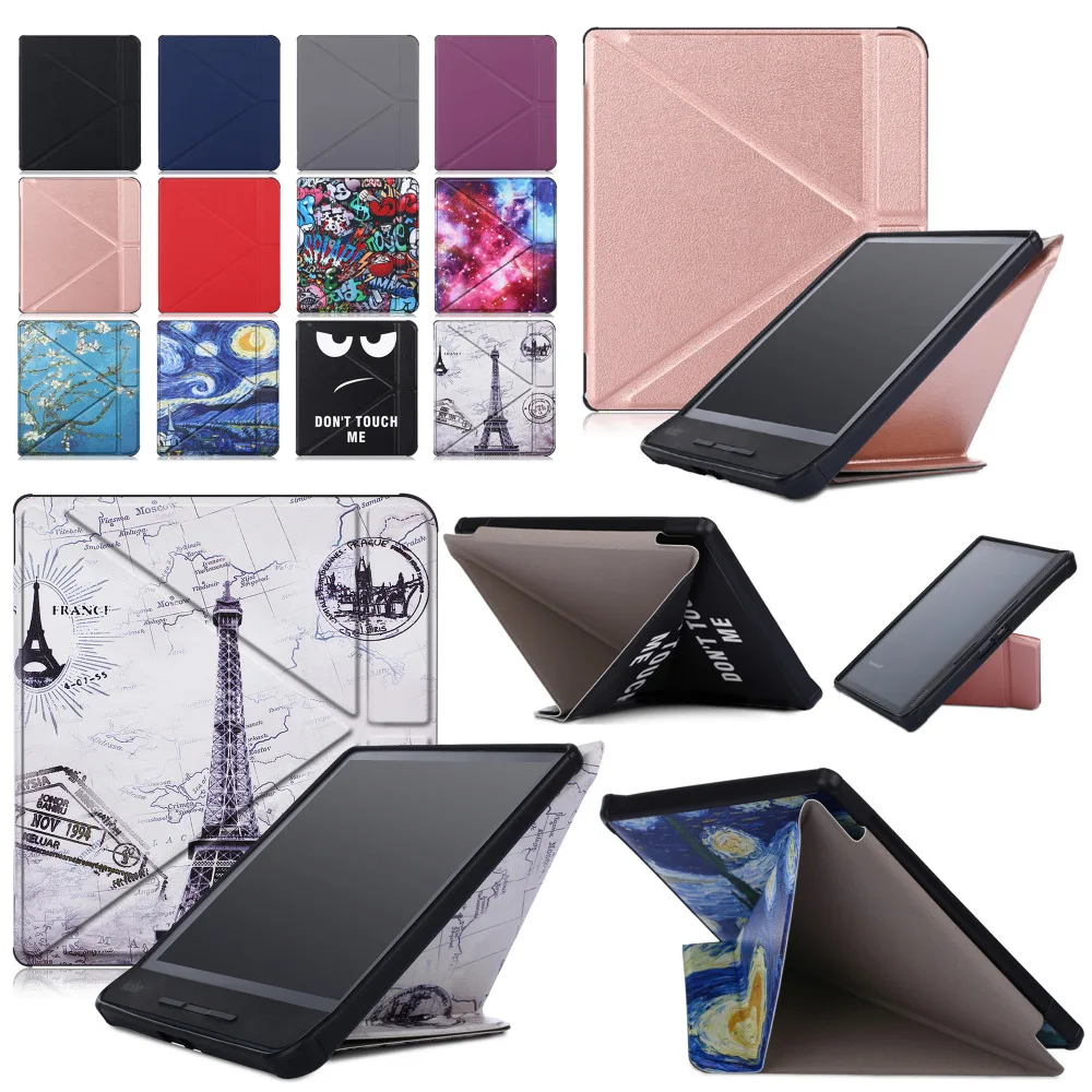 Тонкий трансформатор кожаный магнитный чехол с подставкой умный для сна Kobo Forma 2019