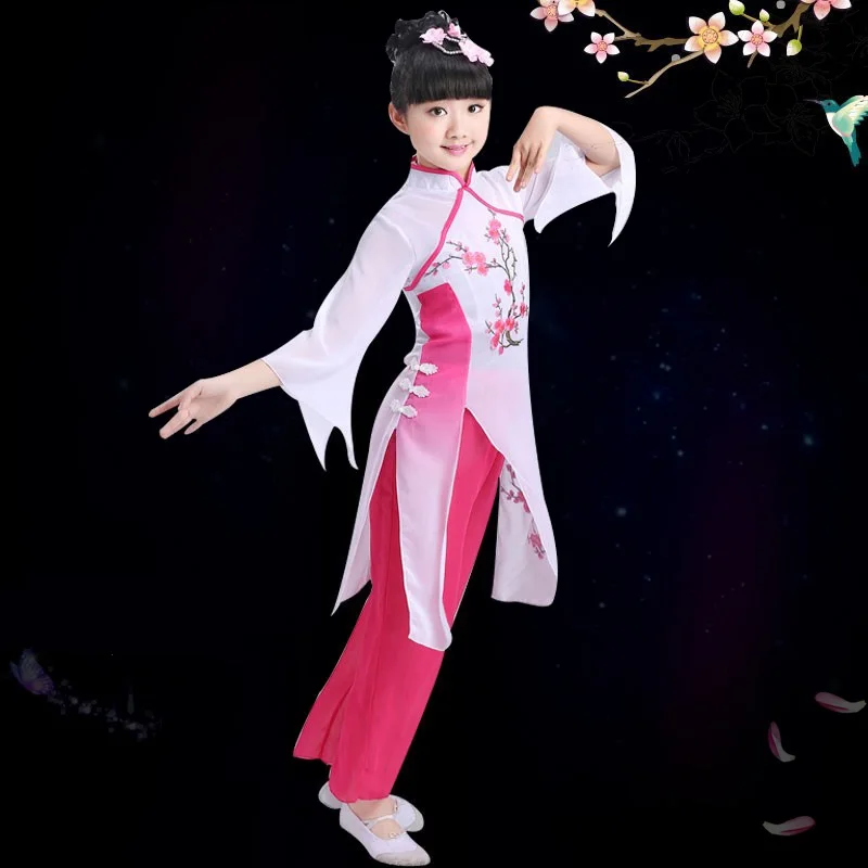 

Китайские танцевальные костюмы для девочек, одежда для сцены, китайское платье hanfu, костюм для сцены, детский Древний китайский костюм, клас...
