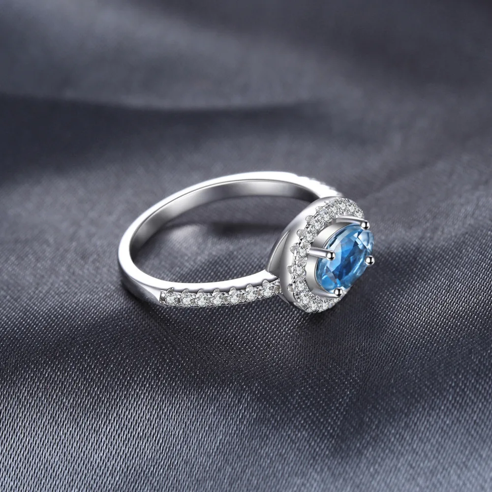 Jewelrypalace круглый 1ct натуральный голубой топаз кольцо стерлингового серебра 925