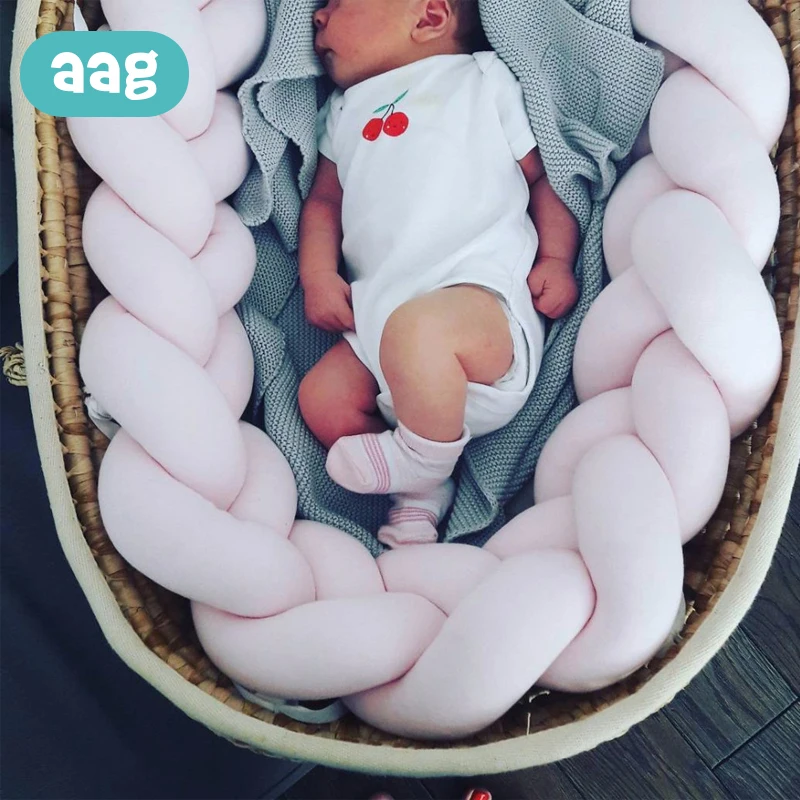 AAG 1 м/2 м/2,5 м/3 м Детская кровать бампер тканая ручная работа длинный узел полоса коса Подушка новорожденный поворот окружность кровати Декор