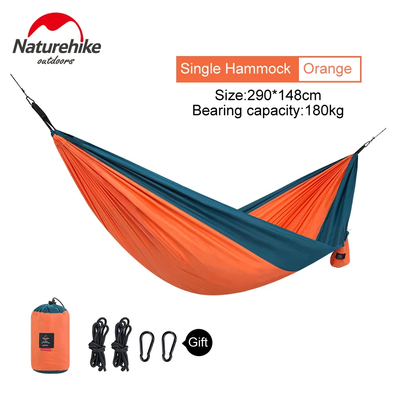 Orange 1 person Naturehike 1/2 человек Сверхлегкий одиночный двойной Кемпинг гамак открытый гамак качели подвесная палатка портативный спальный кровать - Цвет: Orange 1 person
