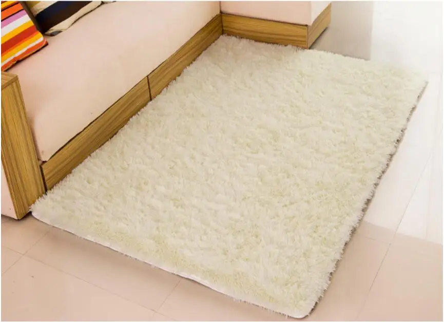 white longer fur Мягкий пушистый лохматый прямоугольный ковер, напольный коврик для гостиной, декоративное одеяло, Одноцветный белый, бежевый, розовый, кофейный, черный - Цвет: white longer fur
