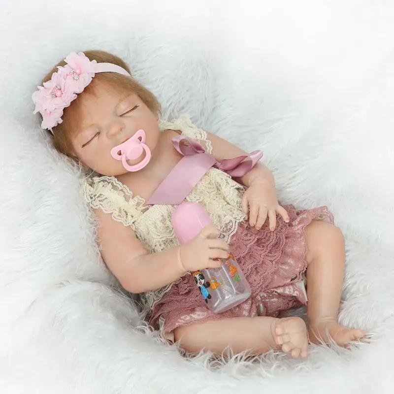 

NPK Bebes reborn 23 "полностью силиконовые куклы для новорожденных спящие куклы-игрушки для девочек для детей подарок bonecas reborn can bathe