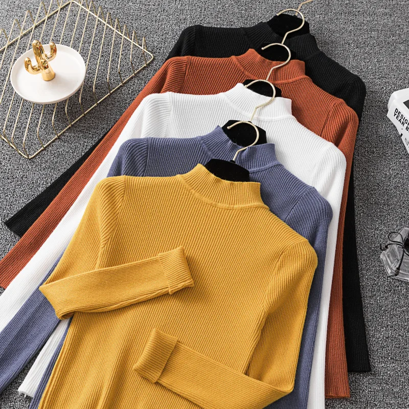 Women Winter Knitting Sweater Pullovers Long Sleeve Turtleneck Short Korean Tops Chic Clothes Female Casual Streetwear | Женская одежда