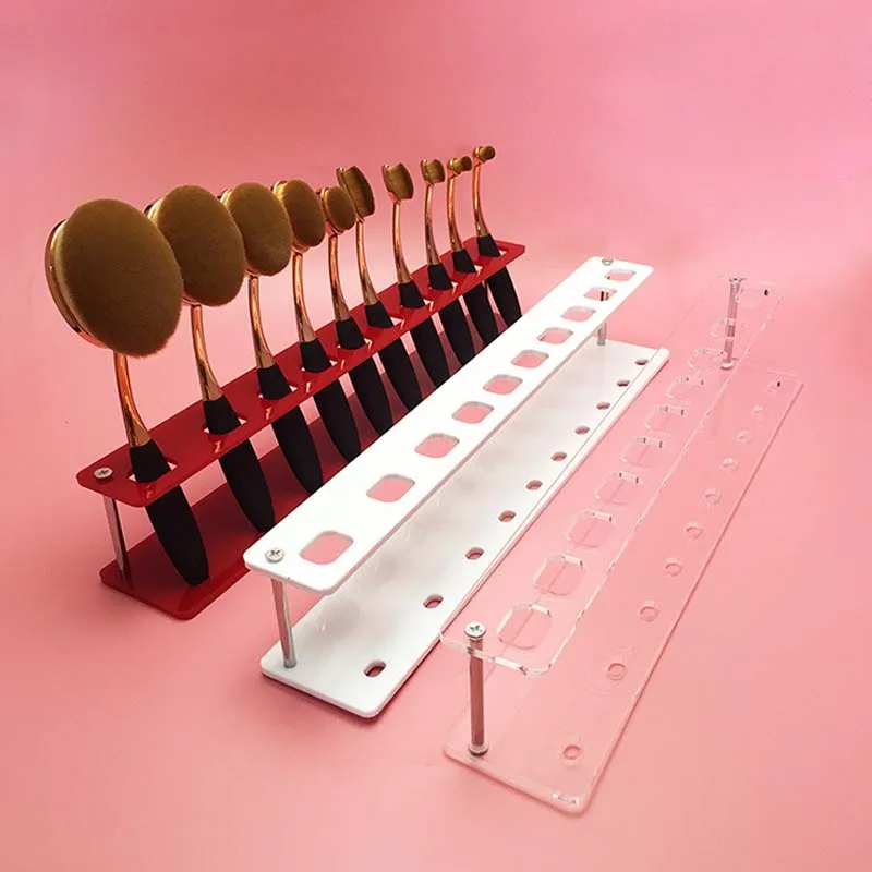 10 ячеек Овальный держатель для кистей макияжа прозрачная стеллаж акриловых