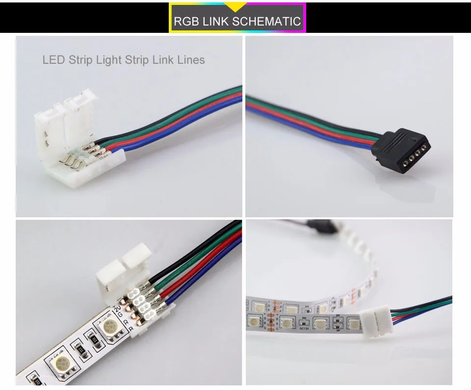 4pin RGB Женская Светодиодная лента без разъема для пайки светодиодный удлинитель для ленты 3528 5050 RGB Светодиодная лента