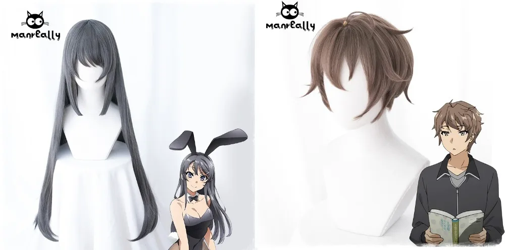 Seishun Buta Yarou wa Bunny Girl Senpai no Yume wo Minai Sakurajima Mai Kaede Azusagawa Sakuta Wig|Аксессуары для костюмов| |