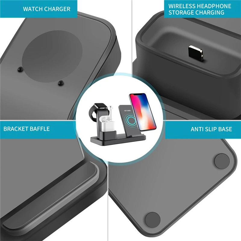 3 в 1 Qi Беспроводное зарядное устройство держатель для Apple Watch iPhone аксессуары airpods