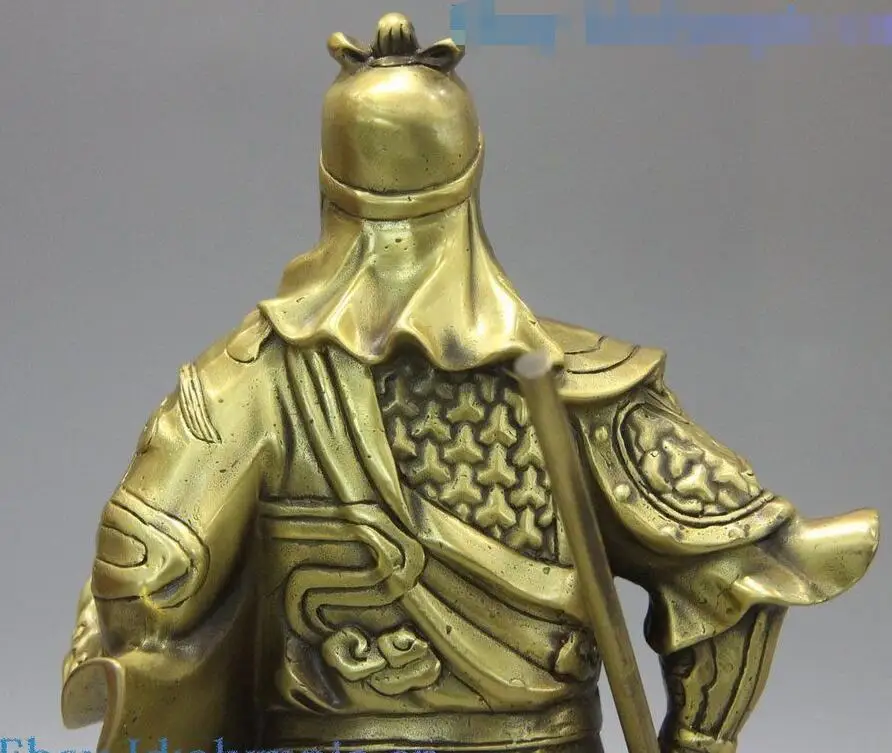 12 &quotлатунная скульптура Китай Медь Дракон боевой Бог богатства Статуя Гуань