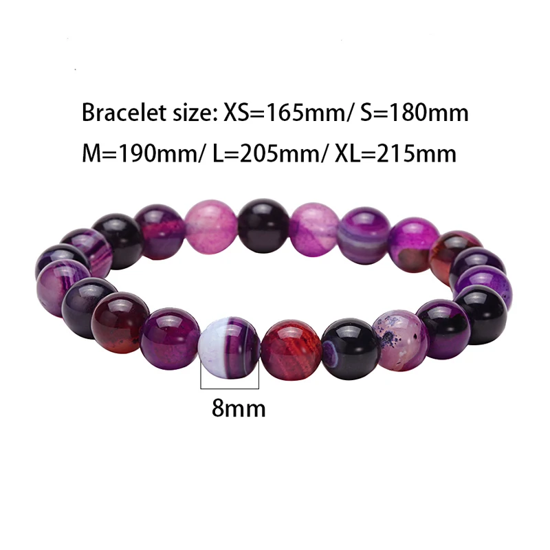 Purple line carnelian Natural stone beaded bracelets 165 mm-215 mm Minimalist Noble purple lovers bracelet Best gift to friends | Украшения