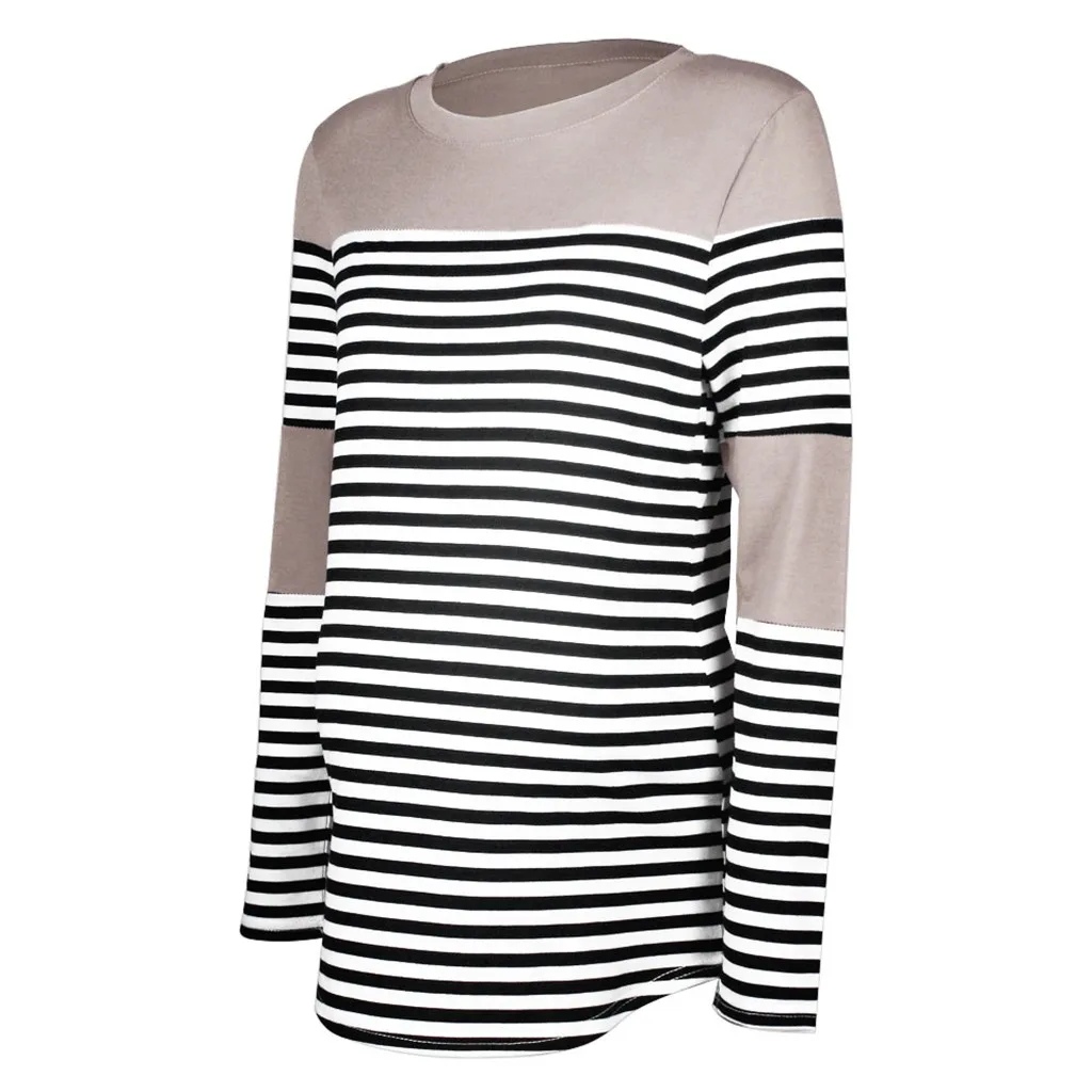 Новинка года; женская рубашка ropa de mujer; Одежда для беременных мам; Одежда для кормящих детей; футболки в полоску с длинными рукавами для беременных; jurk
