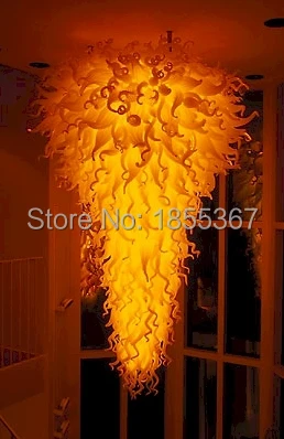 

Free Shipping Simple Style Hanging Lamp Hotel Lobby Hand Blown Glass Chandelier