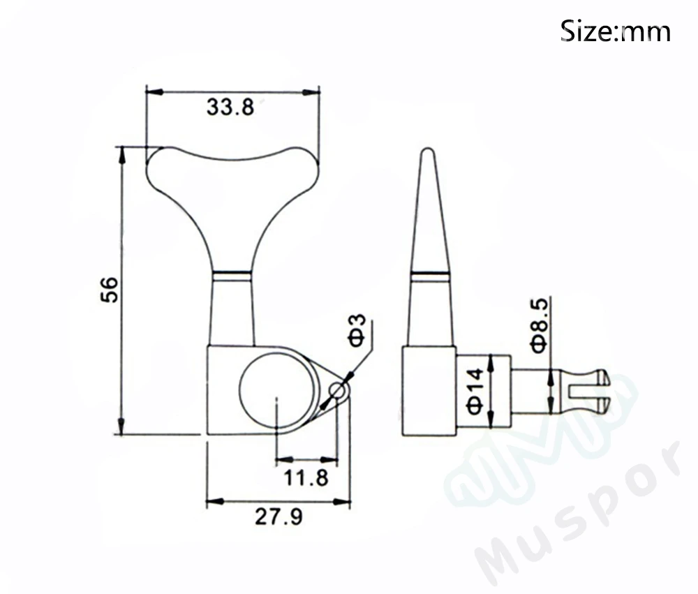 1 Набор электрогитарных колышков для настройки басов R + L Хромовая