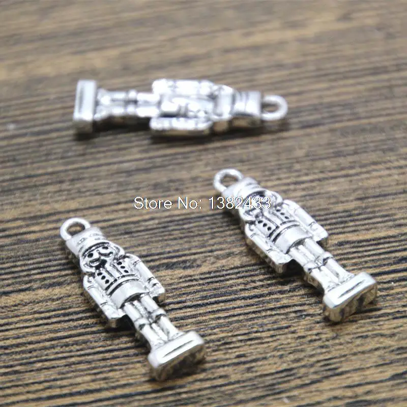 12 шт Щелкунчик амулеты серебристого оттенка Щелкунчик Подвеска 26x8 мм