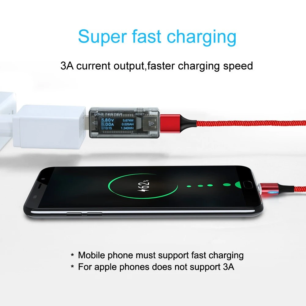 Магнитный кабель MOSIRUI для передачи данных Micro USB 3A быстрая зарядка 1 м Android Type C Apple