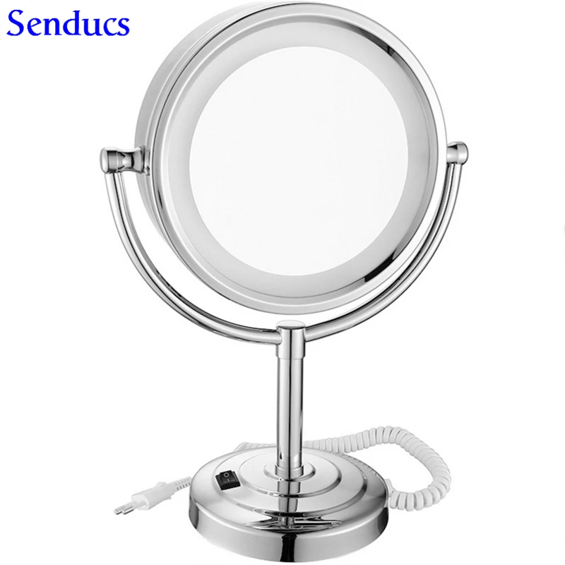 

Senducs Led Chrome Bath Mirror 3x Maynifying Mirror With Quality Brass Bathroom Mirror Deck 8.5 Inch Bathroom Beauty Mirrors