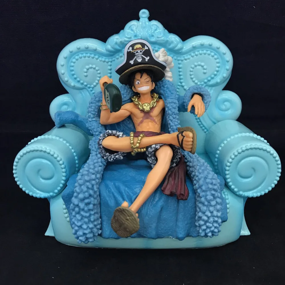 HKXZM Anime Figure 15CM ONE PIECE Luffy Blue Clothes 20th Anniversary ver. PVC Collection Model Kids Toy Doll | Игрушки и хобби
