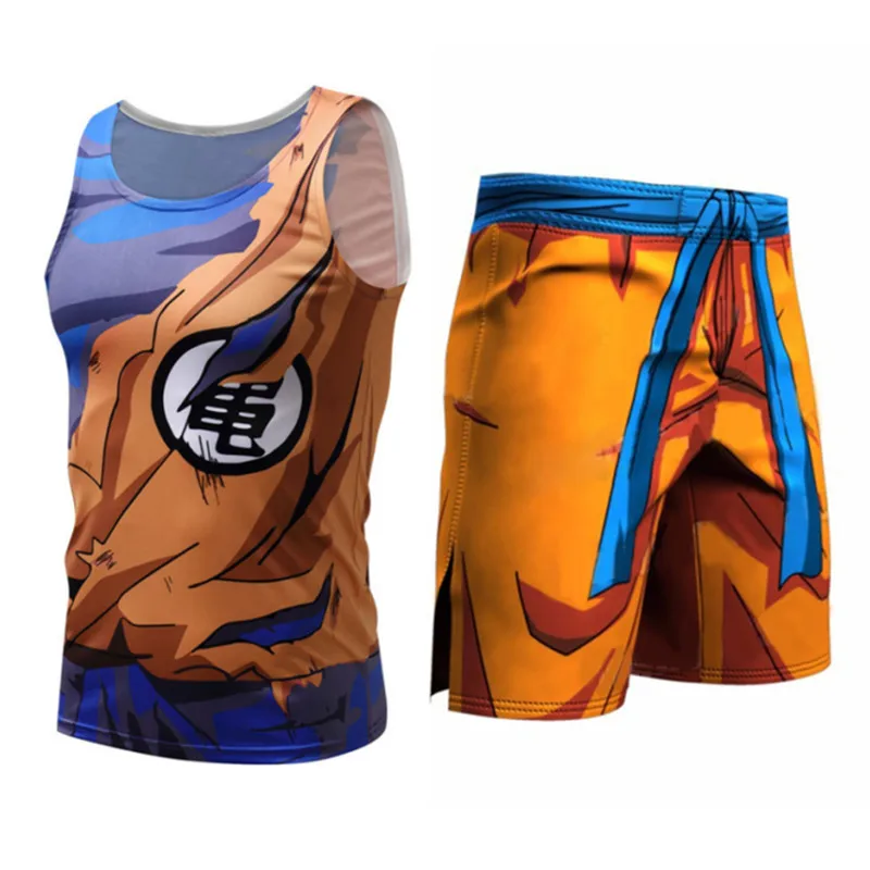 Костюм мужской компрессионный майка без рукавов шорты леггинсы для фитнеса