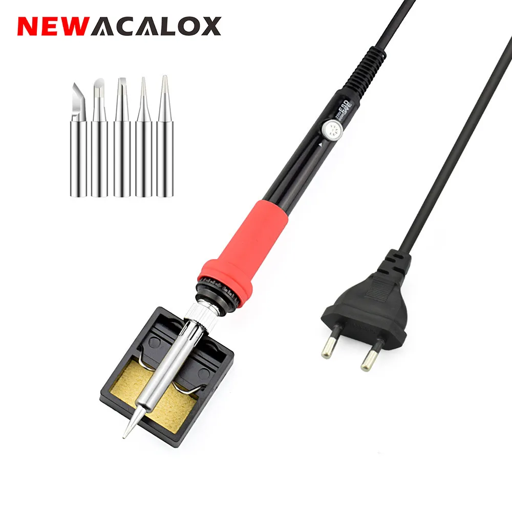 Набор паяльников NEWACALOX 60 Вт, 110 В/220 В с регулируемой температурой, паяльник, отпаивающий насос, подставка для паяльника, пинцет, мультиметр