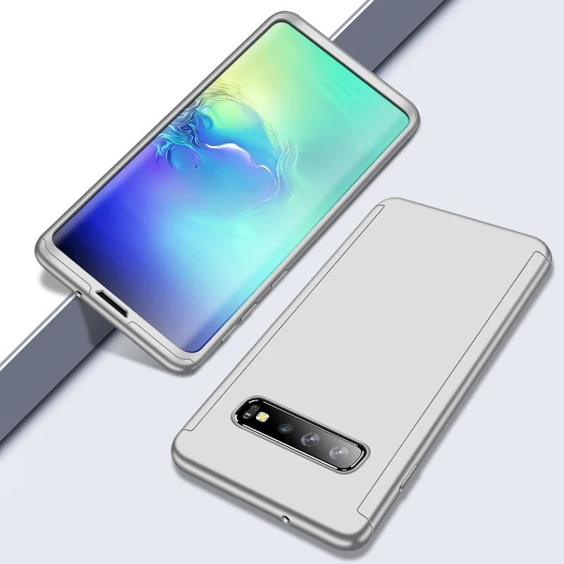 Серебристый 360 Полное покрытие чехол для samsung Galaxy S10 S9 S8 плюс S7 S6 край S10E Жесткий ПК Защитный чехол для Galaxy A70 A50 A40 A30 A20 A10 - Цвет: Серебристый