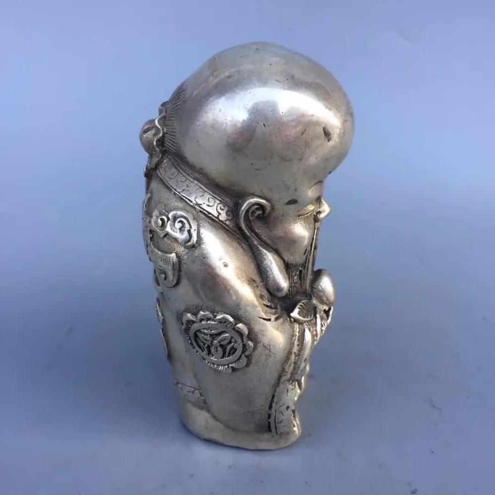 Collection tibet silver handmade longevity god statue Home/office desk decoration Lucky old man sculpture best gift for elder | Дом и сад