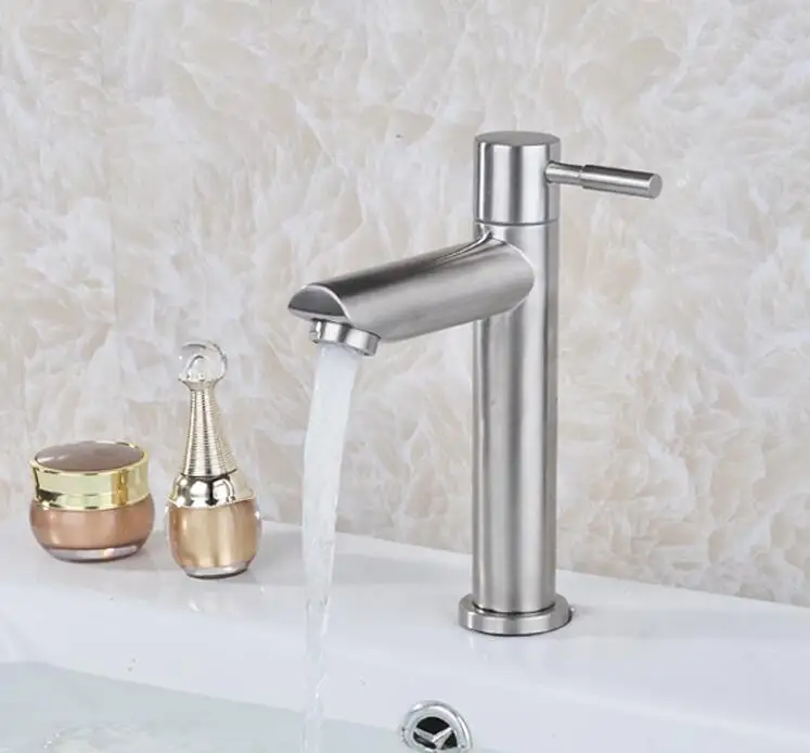 

wholesale and retail high quality stainless steel sink faucet bathroom single cold water mixer tap bathroom basin faucet
