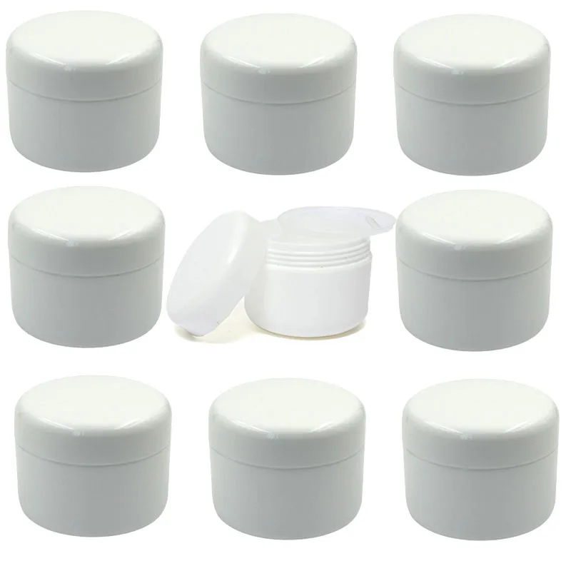 

10Pcs 10g/20g/3g/50g Plastic Empty Makeup Jar Pot Refillable Sample bottles Travel Face Cream Lotion Cosmetic Container White