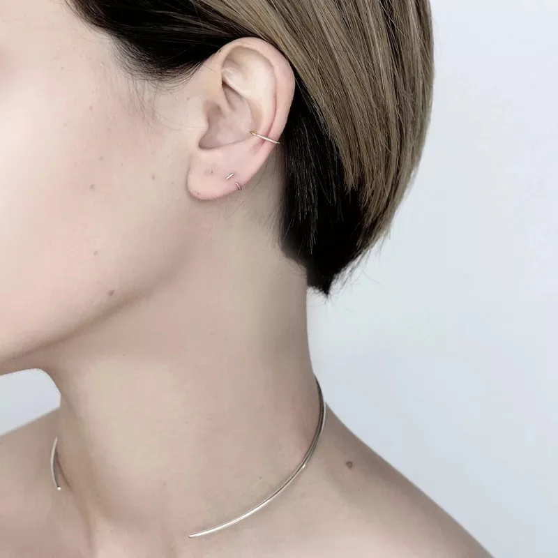 Серьги из стерлингового серебра S925 пробы, креативное кольцо для ушей, клипса для ушей, Милые простые полукруглые серьги для девушек, серебряные ювелирные изделия для ушей