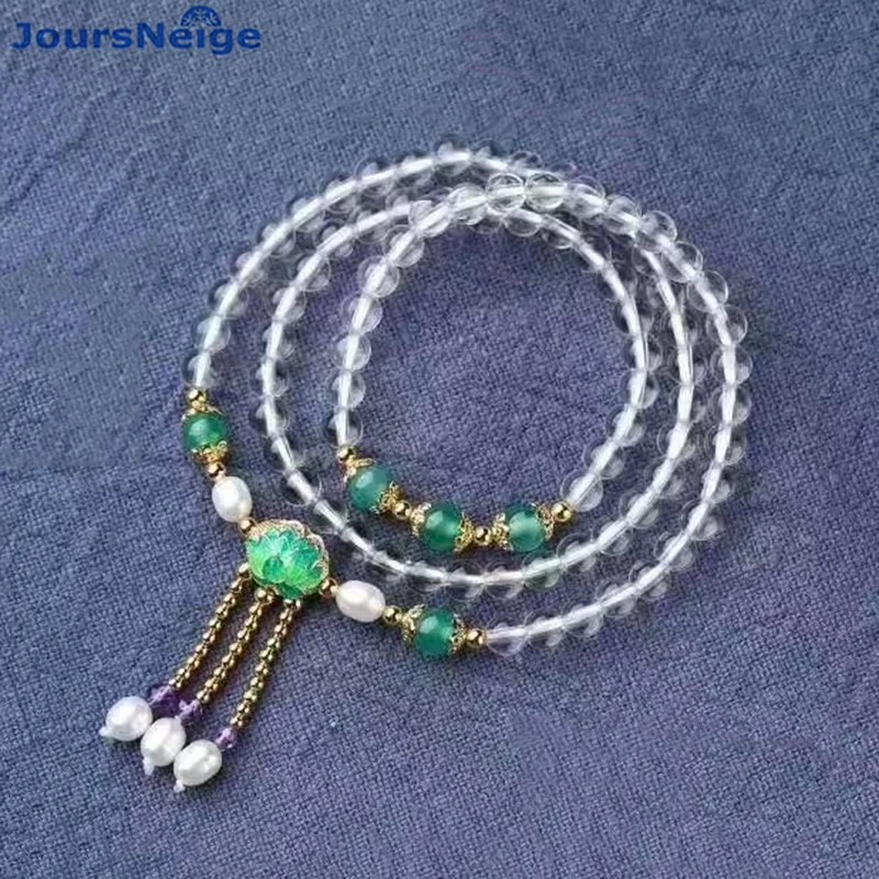 Оптовая продажа белые браслеты с натуральным кристаллом и зеленым халцедоном