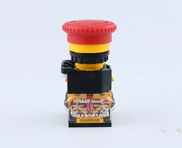 1 шт. LA38 11ZS Самостоятельная Блокировка с фиксацией Кнопка 22 мм 1NO1NC серебряный