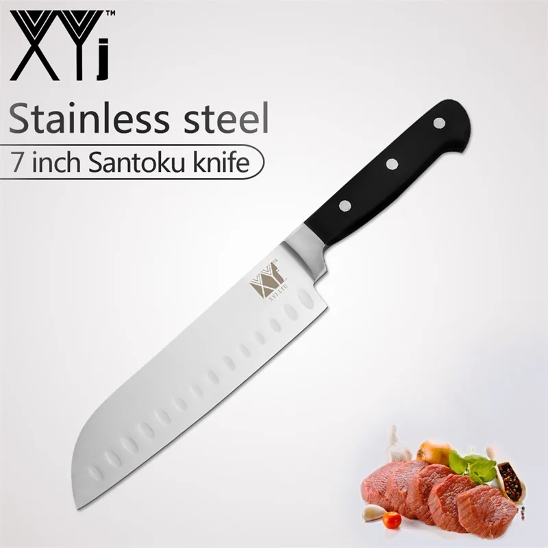 7 inch Santoku Knife XYj нож из нержавеющей стали, кухонные ножи, инструменты " 5" " 3,5", нож для очистки овощей Santoku, нож для нарезки хлеба, новое поступление - Цвет: 7 inch Santoku Knife