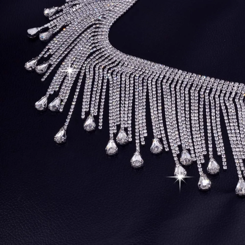 5 ярдов очень роскошные Кристальные стеклянные стразы с кисточками украшение для