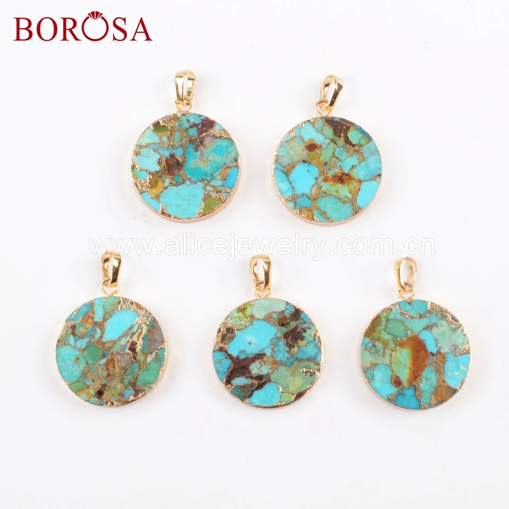 BOROSA 5 шт. Новое поступление золотой цвет медь бирюза круглая форма натуральный